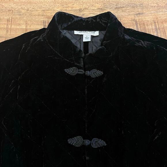 Coldwater Creek Womens Quilted Velvet Jacket L Chore Mandarin Collar Whimsigoth - Picture 11 of 16